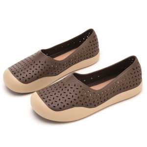 รองเท้าแตะผู้หญิงแบบสวมหัวพื้นนุ่มกันลื่น ทรงหัวแหลม ส้นแบน พื้นรองเท้า EVA ทรงหัวแหลม รองเท้าแตะแบบสวมสบายสำหรับกลางแจ้ง