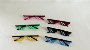 8/4pcs New Black Mosaic Sunglasses Funny Trick Toy Retro Gamer Robot glasses Cosplay Props Birthday Party Photo Props Favors
