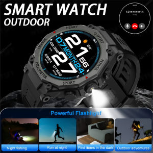 New Outdoor LED Flashlight Smart Watch Men 2025 Bluetooth Call Heart Rate Monitoring Military Sports SmartWatch For Android IOS