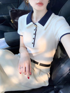 DUOFEIYAN | Blue and White Striped Polo Shirt Short Sleeve