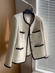 French Style Thickened Womens Jacket Small Fragrance Style Spring Autumn Popular Short plus Size Womens Top Button Pocket