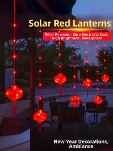 Solar Red Lantern Lights for Decoration