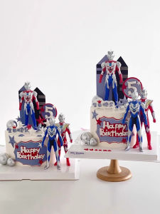 Ultraman Superman Monster Boy Birthday Cake Decoration Blue House Sero Hero Baking Plugin Ornament Festival Celebration Supplies