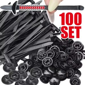 100Sets Self Locking Nylon Cable Tie Universal Car Fender Zip Tie Buckle Auto Engine Guard Underbody Panels Retainer Replaceable Parts