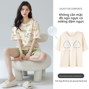 Bộ đồ ngủ nữ MiiOW bằng cotton thoáng khí thoải mái kiểu dáng dễ thương - mùa hè