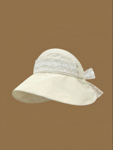 Korean Style Bow Lace Hollow Top Summer Sun Protection Hat