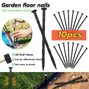 Digeo & Jozoo 10pcs Black Plastic Grass-Proof Cloth Nails for Gardening & Horticulture
