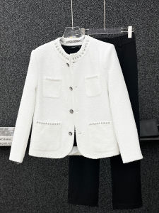 Loose Fit Short Pearl Jacket for Men Korean Style Streetwear Diamond Embellished Fashionable Top Youth Casual Spring Autumn