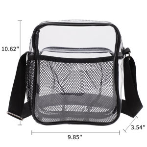 TINYAT Clear Womens Shoulder Bag Waterproof PVC Transparent Men Sling Bag Phone Travel Crossbody Bag For Work Business