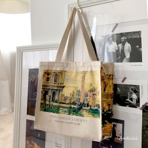 ANDCICI | Canvas Venice Painting Student Bag