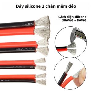 Dây Điện Silicon 3/5m 2 Chân Linh Hoạt 30AWG-8AWG Cáp Đồng Mạ Thiếc Cao Su Mềm Màu Đen-đỏ Cho Dây Đèn LED DIY Và Dây Loa
