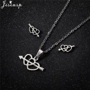 Multiple Stainless Steel Heart Pendant Necklace Women Creative Hearts Jewelry Set Girls Valentines Day Earring Gift Accessories