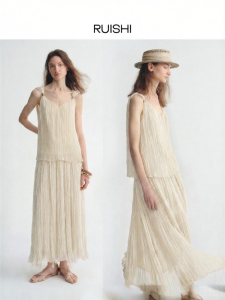 epoque de rueen | Detachable V-Neck Vest Elastic Waist Structured Cut Dress Suit