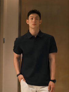 Áo Thun Polo Tay Ngắn Màu Đen Dành Cho Nam Cổ Henry Dáng Rộng Thường Ngày Mùa Hè Thường Ngày Tay Ngắn Nửa Tay Áo Thun Polyester