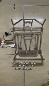 Baga giữa đen nhám và Inox bắt xe Airblade 2023 2024 2025 bắt vào yên full phụ kiện kèm theo