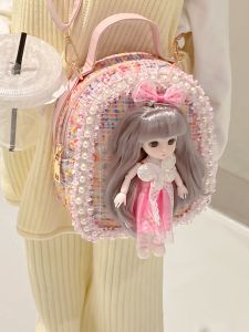 กระเป๋าเป้เด็กอนุบาลกระเป๋าเป้สะพายข้างตุ๊กตาบาร์บี้ลายการ์ตูนน่ารักกระเป๋าใบเล็กสไตล์ตะวันตกมินิสำหรับเด็กเล็กเด็กผู้หญิง