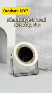Orashare DF07 Small High Speed Desk Fan 100 Speed Wind Cooling Quiet 3000mAh Rechargeable Table Fan With LED Digital Display