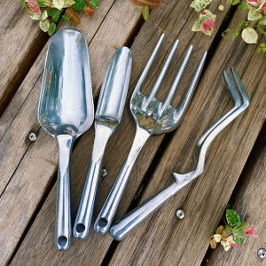 Household Flower Planting Tools Garden Gardening Shovel Small Spoon Loose Soil Fork Two Tooth Rake Integrated Thickened Rust-Free