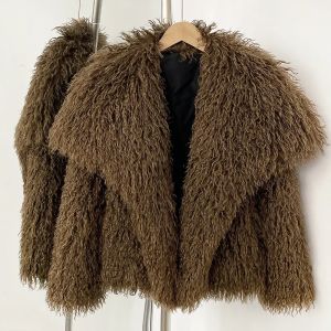 OFTBUY Faux Fur Jacket Women Winter European Style Fur Coat lady Eco-friendly Fashionable Chinese Style Drill Large Lapel s