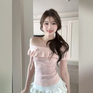 CHANGTONG | Off-Shoulder Top and Skirt Set Summer