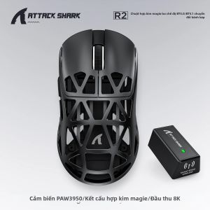 ATTACK SHARK | Chuột Chơi Game Attack Shark R2 8K Hz Độ Trễ Thấp Với Vỏ Magie Cảm Biến PAW3950 Gia Tốc 50G Driver USB Dành Cho Game Thủ Chuyên Nghiệp