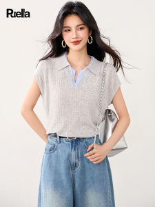 puella | Two-in-One Design Sense Half-Open Neck Short Sleeve T-shirt