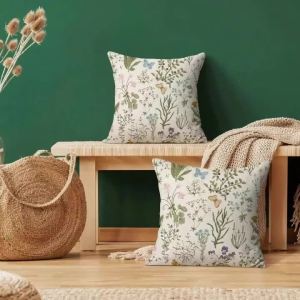 Vỏ Gối Mỏng Kiểu Hoa Dại 45x45cm Chất Liệu Polyester/cotton Thoáng Khí Hình Vuông Dùng Trang Trí Nhà Nông Thôn Ngoài Trời
