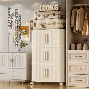 Collapsible Multifunction Sliding Door Storage Cabinet