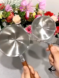 150/300/400ml Stainless Steel Milk Pot Non Stick Small Cooking Pot Wooden Handle Melting Pot Kitchenware