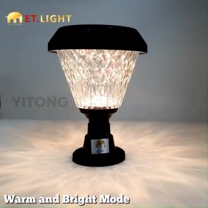 ไฟสวนโคมไฟหัวเสา หลอดไฟไฟหัวเสาโซล่าเซลล์ ไฟ3สี ขาว RGB วอมไวท์ ในตัวเดียว