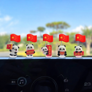 Panda Head-shaking National Flag Car Decorative Item