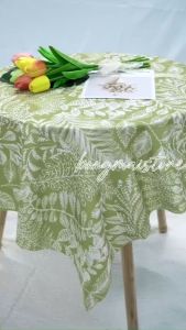 [120*120cm] Khăn trải bàn vải flannel chống thấm nước họa tiết lá dây phong cách nhẹ nhàng vintage - T071