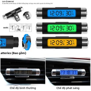 Đồng Hồ LCD Kỹ Thuật Số Trên Ô Tô 2 Trong 1 Và Hiển Thị Nhiệt Độ Nhiệt Kế Điện Tử Đồng Hồ Thời Gian Phụ Kiện Xe Hơi