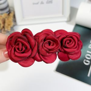 Red Tea Rose Hair Clip Large Plush Year of the Monkey Headwear Korean Style Fashion Jewelry Hair Accessories Hair Grips