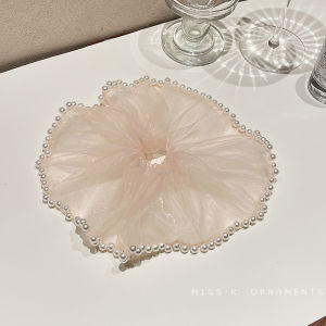 ขนาดใหญ่พิเศษ Voluminous CURLY ผม Tie High-End รู้สึกผมวงยืดหยุ่นสําหรับผู้หญิงแฟชั่นผมหางม้าต่ํามุกผมดอกไม้