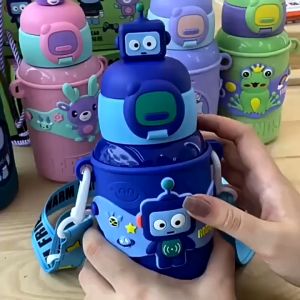 Brudon Cute Kids Hot And Cold Tumbler For boys girls Aqua flask thermos cup Water bottle with straw