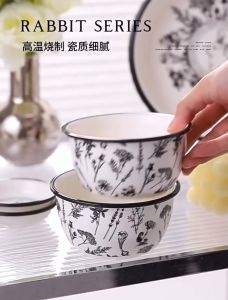 🇲🇾ReadyStock🇲🇾 Angora Rabbit France Style Flowery High Classy Quality Tableware Gift 安哥拉兔子餐具碗碟套餐家具送礼碗盘组合ins风兔年创意餐具