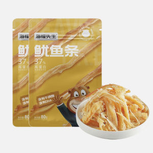 Mr. Beaver Hand-Torn Squid Strips 80g*4 Bags Iron Plate Squid Threads Seafood Instant Snacks Accordion Dried Squid