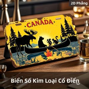 CIFbuy | Biển Hiệu Kim Loại Phẳng 2D Phong Cách Cổ Điển Canada Hoang Dã 6x12 Inch - Hình Nai Thuyền Cây Thông Biển Hiệu Nhôm Retro Trang Trí Cho Nhà Gỗ Quán Bar Gara