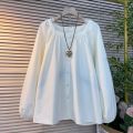 Áo Blouse Dáng Rộng Kiểu Pháp Tay Bồng Cổ Vuông Thanh Lịch. 