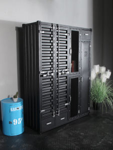 LOFT Industrial Style Wrought Iron Container Bedroom Wardrobe Locker Wardrobe Distressed Coat and Cap Shoe Cabinet Storage Cabinet