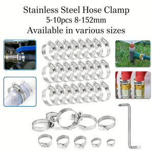 8-152mm Adjustable Stainless Steel Screw Band Hose Clamps Car Fuel Hose Clamps Pipe Clamp Worm Gear Clip Hose Clamp