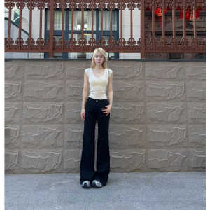 High Waist Wide Leg American Style Hot Girl Black Jeans Women Summer New Long Trousers Anti-Wrinkle High Waist Jeans