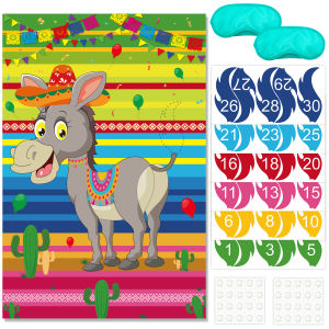 30Pcs Pin The Tail On The Donkey Party Game with Tails Mexican Birthday for Kids Party Decorations Fiesta Carnival Party Supply