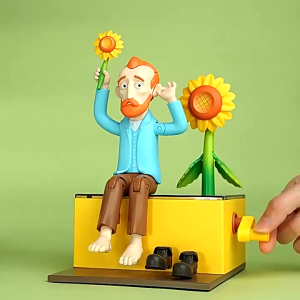 Moving Mr. Van Gogh Big Artists Hand-made Hand-cranked Trendy Play Funny Ornaments Clay Dollhouse Famous Paintings Merchandise