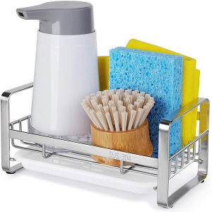 KAPEKANZ Kitchen Sink Sponge Holder ที่วางฟองน้ำซิงค์ล้างจาน เก็บฟองน้ำ วัสดุสแตนเลส มีฐานรองน้ำ 304 stainless steel kitchen rack ตะแกรงวางฟองน้ำ เหล็กอย่างดี