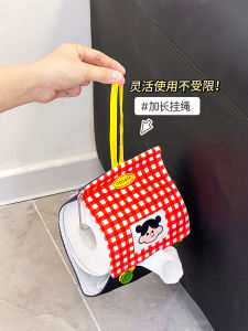 ตู้กระดาษชำระติดผนังแบบผ้าลายสก็อต ตู้กระดาษชำระติดผนังสำหรับห้องน้ำ ตู้กระดาษชำระแบบแขวน ตะขอสำหรับกระดาษชำระ