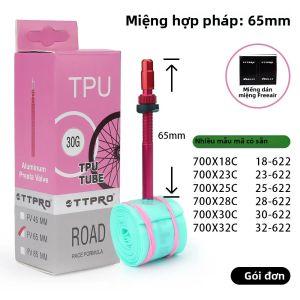 TTPRO Siêu Nhẹ Xe Đạp Ống Bên Trong 30G TPU Hợp Kim Nhôm Cho 700X23/25/28/32c Đường Lốp Xe Đạp Van Pháp Xanh Dương 45/65/85M
