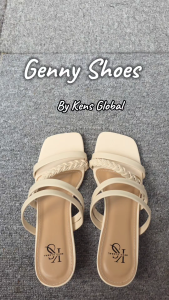Sandal Heels Wanita High Genny - Hak 3cm - Warna Krem