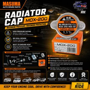 Masuma MOX-200 Radiator Cap 1.1 kgf/cm² Pressure FOR Mazda Suzuki Subaru Isuzu Kia and Jeep CherokeeCivicAccordAdventure and L300️Land Cruiser and other various models.